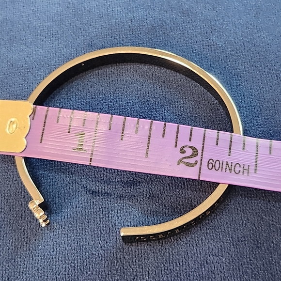 Rodan + Fields Minimalist Rhinestone Hashtag Thin Silver Cuff Bracelet - Picture 3 of 4